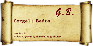 Gergely Beáta névjegykártya