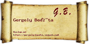Gergely Beáta névjegykártya